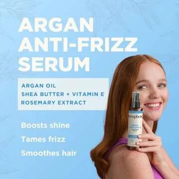 Soapbox Argan Oil Smoothing Serum, Anti-Frizz Serum For All Hair Types with Shea Butter & Vitamin E Repairs Damage & Controls Flyaways - Vegan, Cruelty and Gluten Free (5 Fl oz)