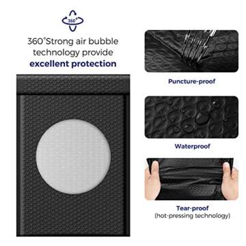 Fuxury Bubble Mailers 10.5x16 Inch 40 Pack Self Seal Padded Envelopes Waterproof Mailing Envelopes Bubble Padded Cushioning Padded Mailers Bubble Bags for Packaging Small Business Large #5 Black