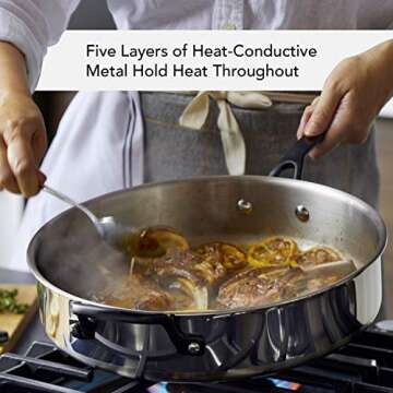 KitchenAid 5-Ply Clad Stainless Steel Cookware Pots and Pans Set, 10 Piece, Polished Stainless