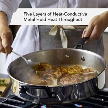 KitchenAid 5-Ply Clad Stainless Steel Cookware Pots and Pans Set, 10 Piece, Polished Stainless