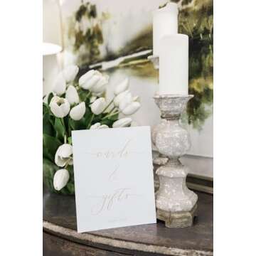 Cards and Gifts Sign for Wedding Ceremony and Reception, Elegant White and Gold Decoration