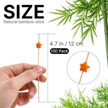 PuTwo Picks for Cocktail Appetizers Fruits Dessert, 4.7" in 100 Counts, Colors may vary Stars