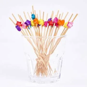 PuTwo Picks for Cocktail Appetizers Fruits Dessert, 4.7" in 100 Counts, Colors may vary Stars