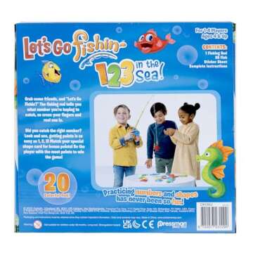 Pressman Let’s Go Fishin’ 123 in The Sea! - Practice Counting, Shapes, and Colors Game - Ages 4 and Up, 1-4 Players
