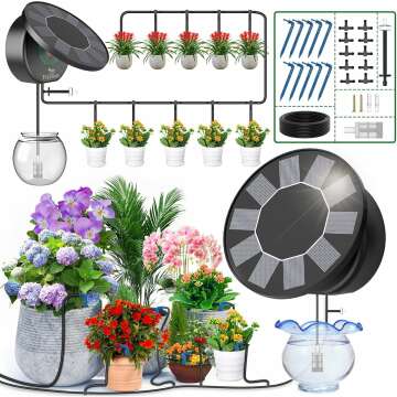 Solar Drip Irrigation System Kit - DIY Plant Watering for Gardens