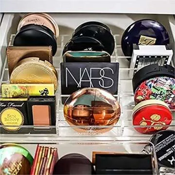 Impressions Vanity Clear Drawer Organizer with 21 Sections, Square Acrylic Cosmetic Makeup Organizer Storage for Drawers, Perfect for Vanity, Beauty Accessories, Small Mirrors and Jewelry Storage