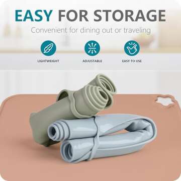 Cutebe Silicone Placemat for Toddles Kids Non-Slip Reusable Portable Kids Placemats for Dinning Table Heat Resistant Placemats, Baby Placemat Stain Resistant Silicone Mat for Dining Table 3 Pack