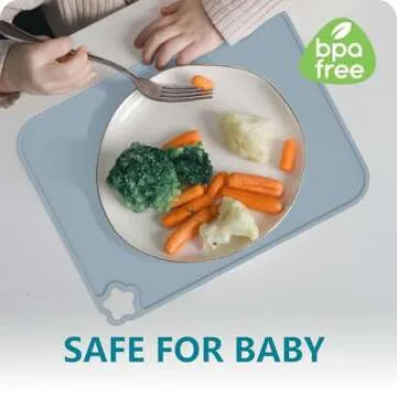 Cutebe Silicone Placemat for Toddles Kids Non-Slip Reusable Portable Kids Placemats for Dinning Table Heat Resistant Placemats, Baby Placemat Stain Resistant Silicone Mat for Dining Table 3 Pack