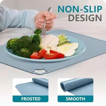 Cutebe Silicone Placemat for Toddles Kids Non-Slip Reusable Portable Kids Placemats for Dinning Table Heat Resistant Placemats, Baby Placemat Stain Resistant Silicone Mat for Dining Table 3 Pack