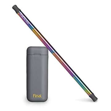 FinalStraw Collapsible, Reusable, Metal Straw | Travel Case, Cleaning Tool | Easy to Clean | Stainless Steel and 100% Silicon Tips | Eco-Friendly | Shark-butt Grey Case, Rainbow Stainless Steel