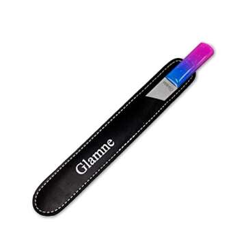 Glamne Stainless Steel Nail File Double Sided 8 Inches for Finger and Toe Nails with Leather Case