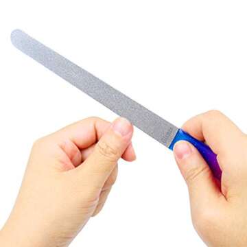 Glamne Stainless Steel Nail File Double Sided 8 Inches for Finger and Toe Nails with Leather Case