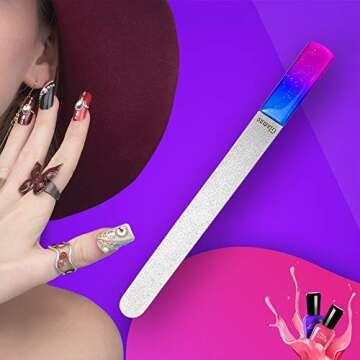 Glamne Stainless Steel Nail File Double Sided 8 Inches for Finger and Toe Nails with Leather Case