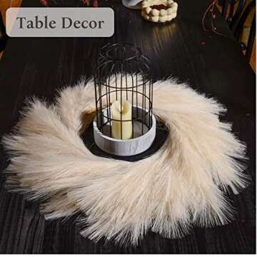 Perfnique Pampas Grass Wreath, 27'' Faux Pampas Wreath for Front Door, Artificial Pampas Wreath for All Seasons, Boho Wall Decor, Farmhouse Pampas Grass Garland, DIY Wreath Arrangement (Ivory)