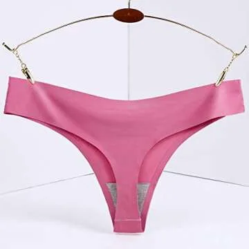 Closecret Lingerie Women 6 Pack Seamless Thongs Underwear Ice Silk Comfy G-string Panties (Medium, 6 Colors)