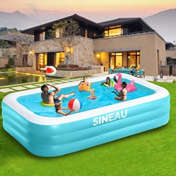 Inflatable Pool for Kids and Adults, Elinoover 120" X 72" X 22" Oversized Thickened Family Swimming ...