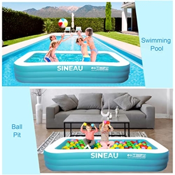 Elinoover 120" Family Inflatable Pool for Kids and Adults