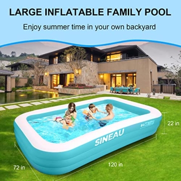 Elinoover 120" Family Inflatable Pool for Kids and Adults