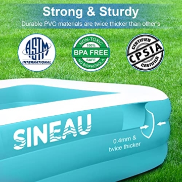 Elinoover 120" Family Inflatable Pool for Kids and Adults