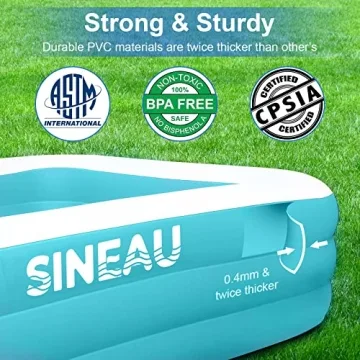 Elinoover 120" Family Inflatable Pool for Kids and Adults