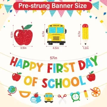 Colorful Pre-Strung First Day of School Banner