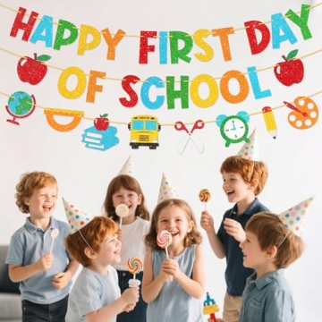 Colorful Pre-Strung First Day of School Banner