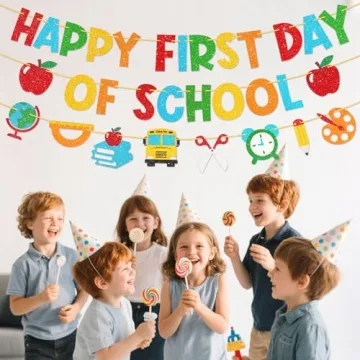 Colorful Pre-Strung First Day of School Banner