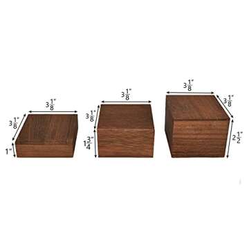 MOOCA Customizable Wooden Display Risers Set - 3 Different Height Stands for Jewelry, Watches, Cosme...