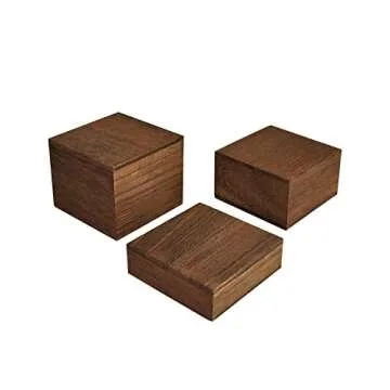 MOOCA Customizable Wooden Display Risers Set - 3 Different Height Stands for Jewelry, Watches, Cosmetics, and Accessory, Brown Color