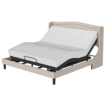 Sturdy Modern Upholstered King Bed Frame with Headboard