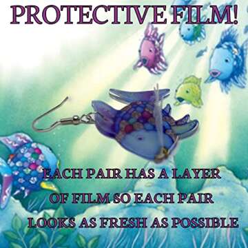 Rainbow Fish Earrings for Teachers, Educators, Librarians and more. Super cute Rainbow Fish Book Earrings for Women. Great Pair of Teacher Earrings for Back to School, Book Fairs, Reading Events and