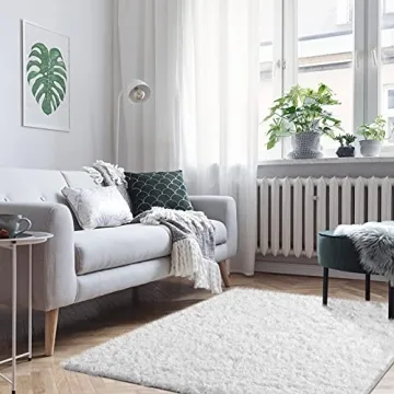 Ophanie Fluffy White Area Rug for Bedroom & Living Room