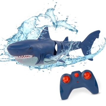 Terra by Battat Remote Control Shark – Fun Bath & Pool Toy for Kids 6+ – Rechargeable Multidirec...