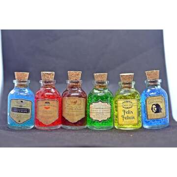 TheDarknessUnicorn 6 sixes Potion Set Halloween Handmade Magic Magician Potions Collectible Full Fan Set Cork Little Bottles Gift Tiny Jars Vials