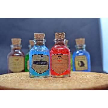 TheDarknessUnicorn 6 sixes Potion Set Halloween Handmade Magic Magician Potions Collectible Full Fan Set Cork Little Bottles Gift Tiny Jars Vials
