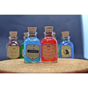 TheDarknessUnicorn 6 sixes Potion Set Halloween Handmade Magic Magician Potions Collectible Full Fan Set Cork Little Bottles Gift Tiny Jars Vials