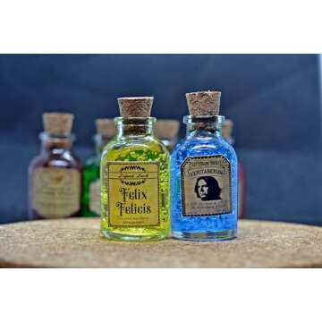 TheDarknessUnicorn 6 sixes Potion Set Halloween Handmade Magic Magician Potions Collectible Full Fan Set Cork Little Bottles Gift Tiny Jars Vials