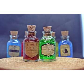 TheDarknessUnicorn 6 sixes Potion Set Halloween Handmade Magic Magician Potions Collectible Full Fan Set Cork Little Bottles Gift Tiny Jars Vials