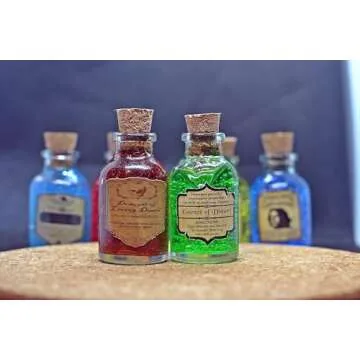 TheDarknessUnicorn 6 sixes Potion Set Halloween Handmade Magic Magician Potions Collectible Full Fan Set Cork Little Bottles Gift Tiny Jars Vials