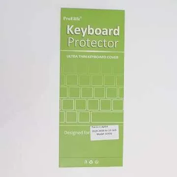 ProElife Keyboard Cover for 2019-2018 MacBook Air 13'' with Touch ID Retina Display (A1932) Accessories Ultra Thin Keyboard Protector, NOT FIT Mac Air 2021-2020 (Transparent Clear)