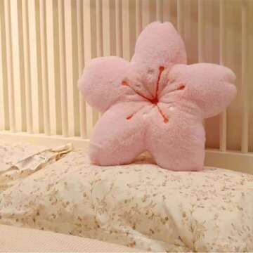 GEXUANCHEN Cherry Blossom Plush Throw Pillow 40cm Soft Cushion