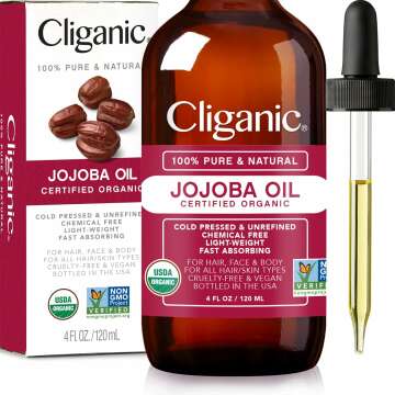 Cliganic Organic Jojoba Oil 100% Pure 4oz Moisturizer