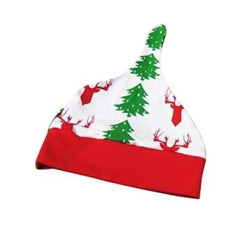 Caibiet Newborn Baby Boy Girl Christmas Outfits,My First Christmas Long Sleeve Bodysuit+Xmas Tree Deer Pants+Hat Infant 3Pcs/Set (90(6-12 Months), White/Red)