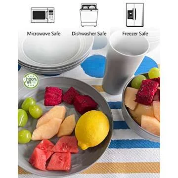 KITWILD Wheat Straw Dinnerware Set - 12-Piece Reusable Set