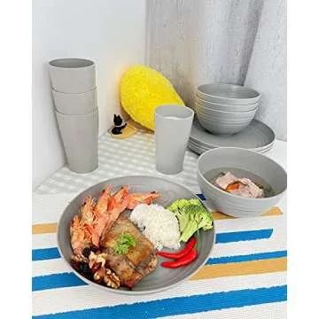 KITWILD Wheat Straw Dinnerware Set - 12-Piece Reusable Set