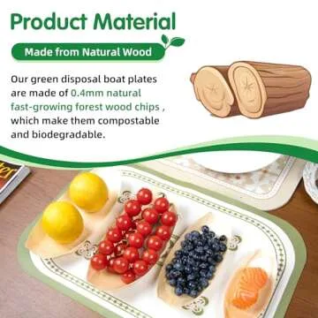 Suwodpak 100-Pack Wooden Disposable Plates for Parties