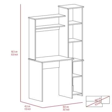 Tuhome Versalles Writing Desk, Two Superior Shelves, Bookshelf -White