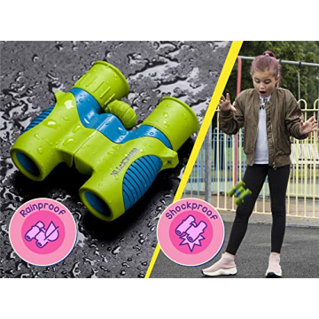 Kids Binoculars in Green Blue with Bird Sticker Book