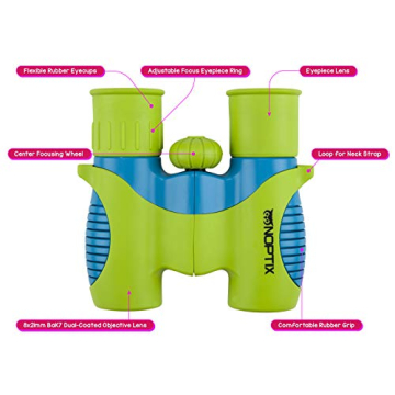 Kids Binoculars in Green Blue with Bird Sticker Book