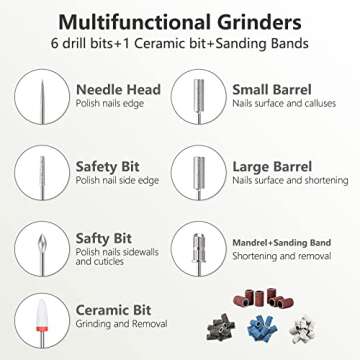 Electric Nail Drill Machine Professional,Cordless Electric Nail File for Acrylic Gel Nails,Efile Man...